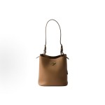 PRADA enamel triangular metal logo single-shoulder bag medium-sized women\'s caramel color